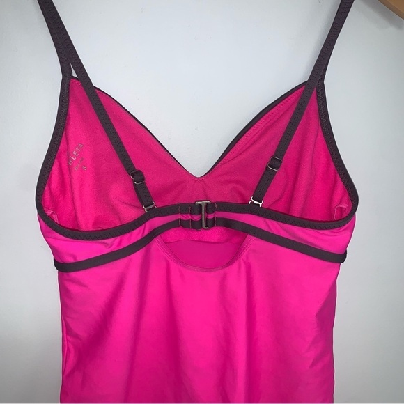 Athleta Tankini Top Women's Size Small Pink Grey Colourblock Swimwear Nylon - Picture 7 of 14